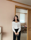 Verna Half Off Shoulder Big Collar Blouse