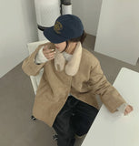 Full Lining Collar High Neck Fur Suede Loose Fit Mustang