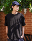 Slub Half U-Neck Short Sleeve T-Shirt