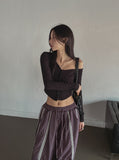 Precky One Shoulder Ribbed Cardigan