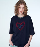 Chain Heart Embroidered Short Sleeve Tee