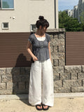 Epu Check Short Sleeve Seersucker Blouse