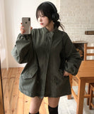 Mauve Washed Short Fishtail Bomber Jacket