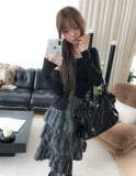 Hypee Check Tiered Midi Skirt