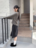 [MADE] Foundy Wool Ribbon Strap Collar Ribbed Long Sleeve Knit
