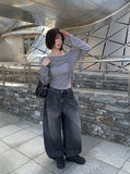 Sone Vintage Washing Wide Denim Pants