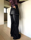 Kirit Pocket Bootcut Washed Denim Skirt Pants