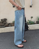 Ice Washed Wide Denim Pants