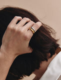 Champagne Full Moon Slim Silver Ring M