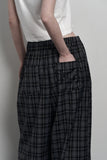 [mnem] easy check wide pants