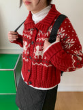 Runyu Nordic Deer Knit Cardigan
