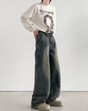 Vortex Washing Wide Denim Pants