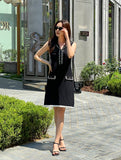 Jenny Color Matching Sailor Collar Knit Mini One Piece