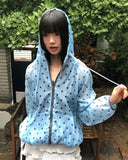 Woone See-Through Dot Windbreaker Hood Zip-up