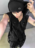 Pigment Sleeveless Line Hood Zip-up