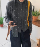 Hilpun Dot Wool Knit Cardigan Muffler Set