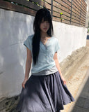 Badin Check Banding Midi Skirt