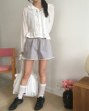 Dinte Lace Frill Hooded Shirt