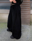 Glen Side Snap Wide Cotton Pants