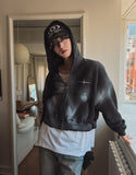 Overspray cropped hooded zip-up