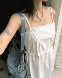 MUKE Pintuck Lace String Vacation-Look Sleeveless One Piece