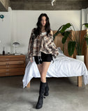 Vince damage checked hoodie jacket