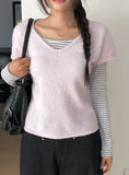 Poring V-neck short-sleeved knit