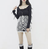 Jellio Sleeve Slit String Cardigan