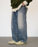 Hold Double Knee Wide Denim Pants