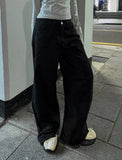 Two-button strap wide pants