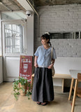Menbi Pin Tuck Banding Nylon Carpender Long Skirt