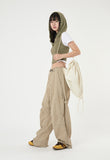 Work incision rivet nylon wide pants