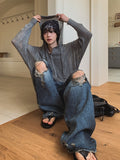 Via See-through Knit Hood Zip-up