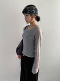 Jekin See-Through Flower Printing Long Sleeve Tee