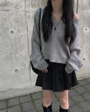 Litu Black Blue Pleats Skirt