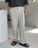 Two Tuck Semi Wide Belt Slacks