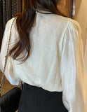 Elle Sequins Silk Satin Tie Blouse