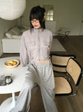 Shuve Pintuck Two-Way Pile Long Wide Jogger Pants