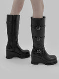 1146 Buckle Strap Platform Chunky Long Boots (8cm)