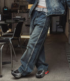 Ocean washing side cut denim pants