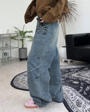 Leiti Dart Wrinkle Denim Pants