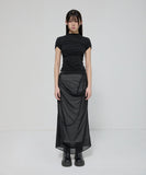 Asymmetrical Draped Mock Neck T-Shirt