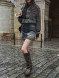 Lao washing denim mini skirt