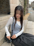 Boven Color Matching V Sleeveless T-Shirt Layered Set
