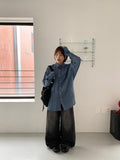 Keshu Summer Washing Denim Wide Pants