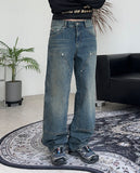 Rattan Double Knee Washing Denim Pants