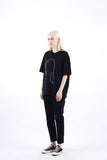 Minimal face Art Line Embroidery Short Sleeve