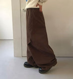Linshus Cotton Cargo Banding Balloon Wide Pants