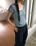 Obnin Lace Short Sleeve T-shirt