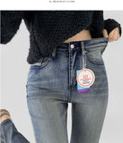 Washing Banding Heated Fabric Brushed Span Bootcut Denim Pants
